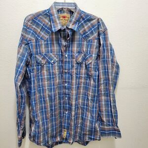 Larry Mahan Shirt Men’s XL Plaid Western Cowboy Collection Pearl Snap Rodeo